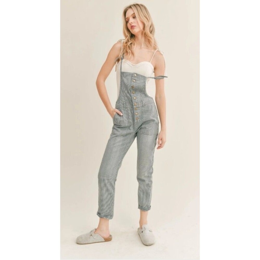 NWT Anthropologie x Sage the Label Mood Ring Striped Denim Overalls Womens Small - Picture 7 of 10